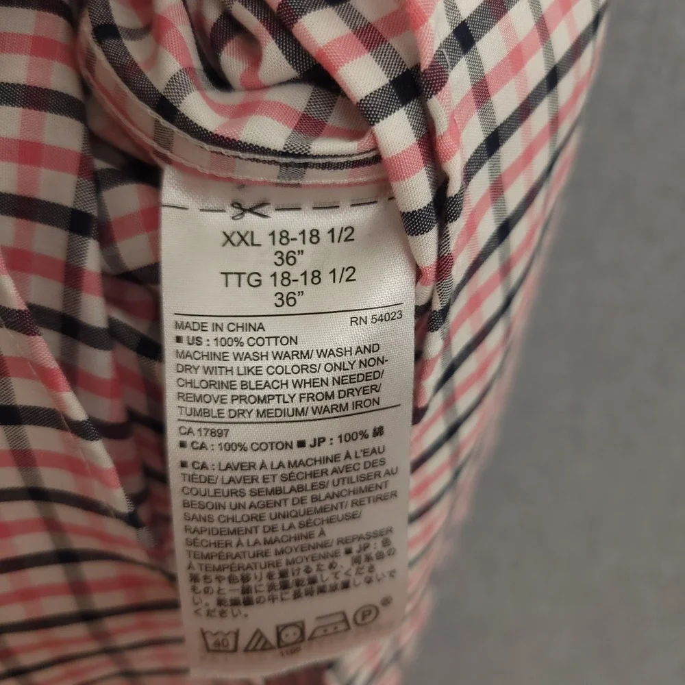 Banana Republic Dress Shirt Mens 18.5 36/37 Pink Check Slim Fit Non Iron Lot 2